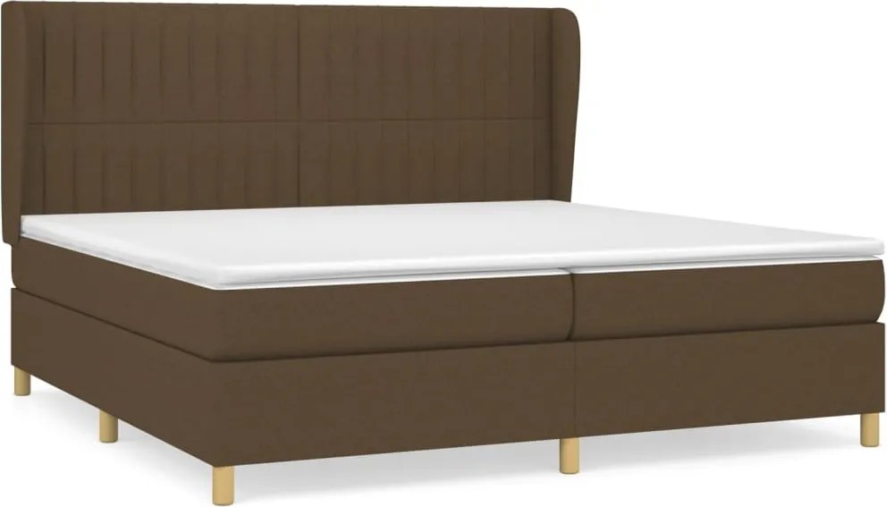 vidaXL Pat box spring cu saltea, maro închis, 200x200 cm, textil