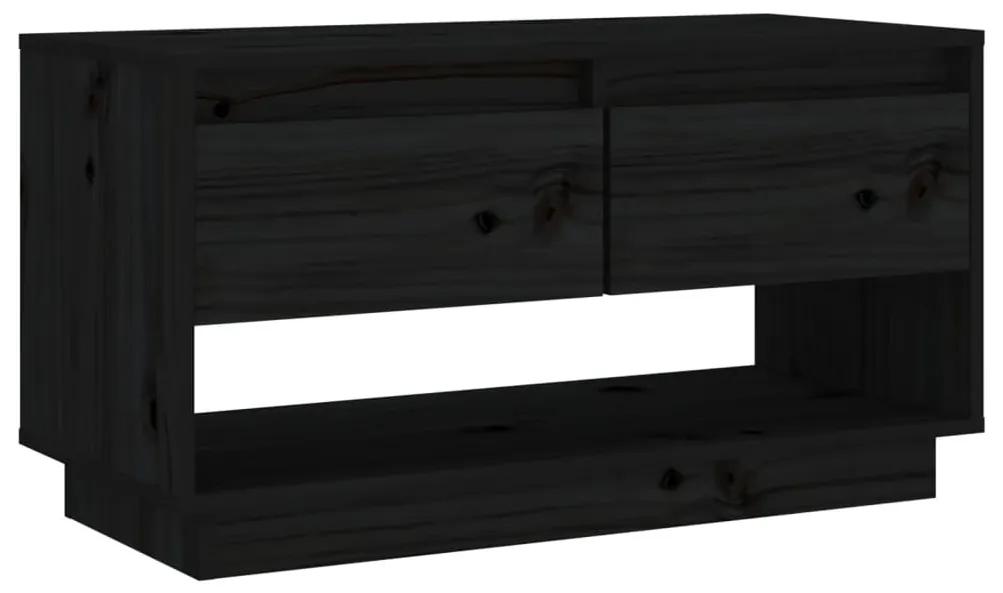 Comoda TV, negru, 74x34x40 cm, lemn masiv de pin 1, Negru