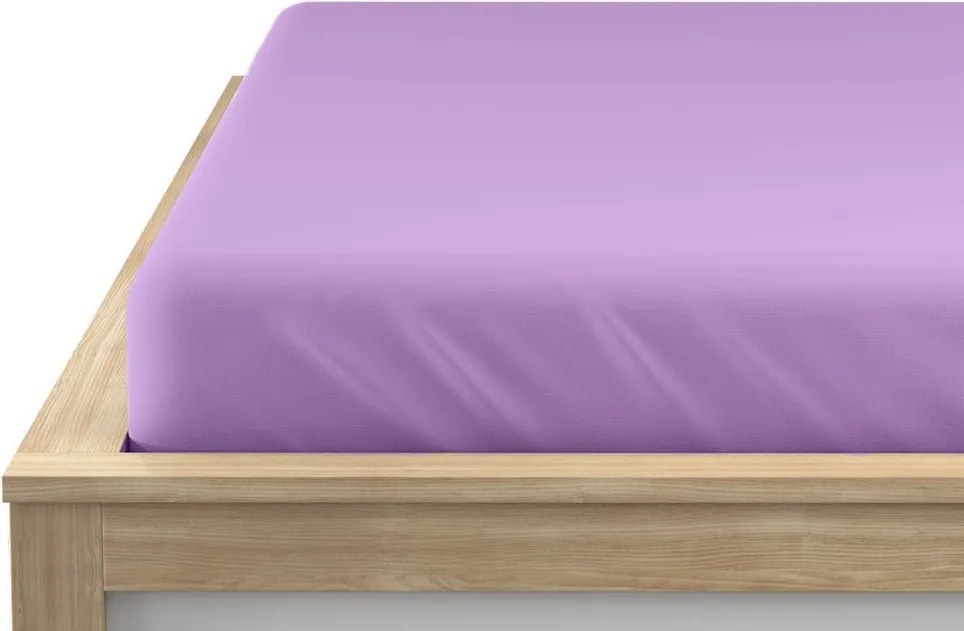 Cearsaf din microfibra cu elastic, culoare lila, 90 x 200 cm