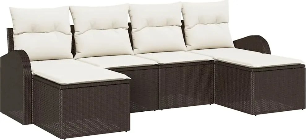 vidaXL Set de canapele pentru grădină cu pernă 6 pcs Maro Poli Rattan