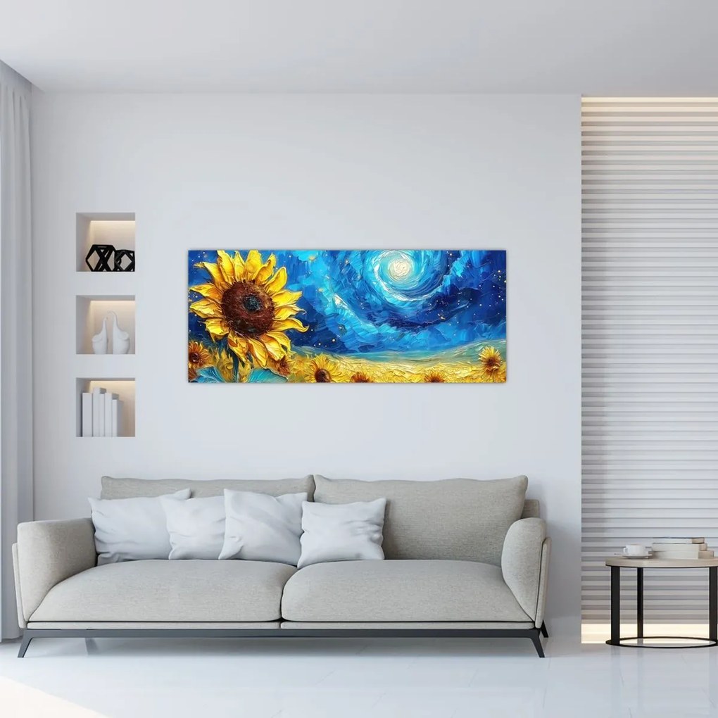 Tablou - Pictura floarea-soarelui (120x50 cm)