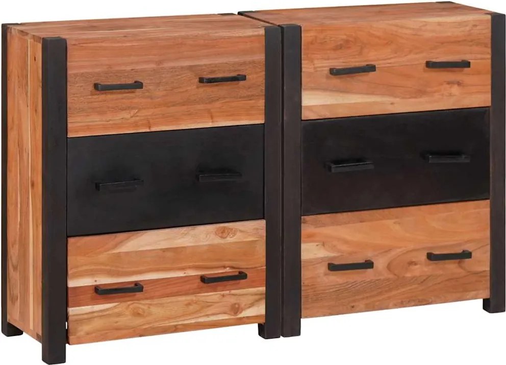 vidaXL Bufet 3 pcs Maro 110 x 30 x 75 cm Lemn Solid de Acacia