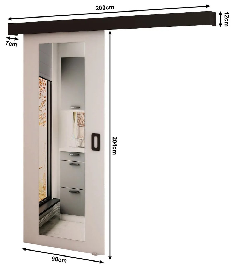 Uși culisante 90 cm Bethany II (alb mat + negru mat). 1043489
