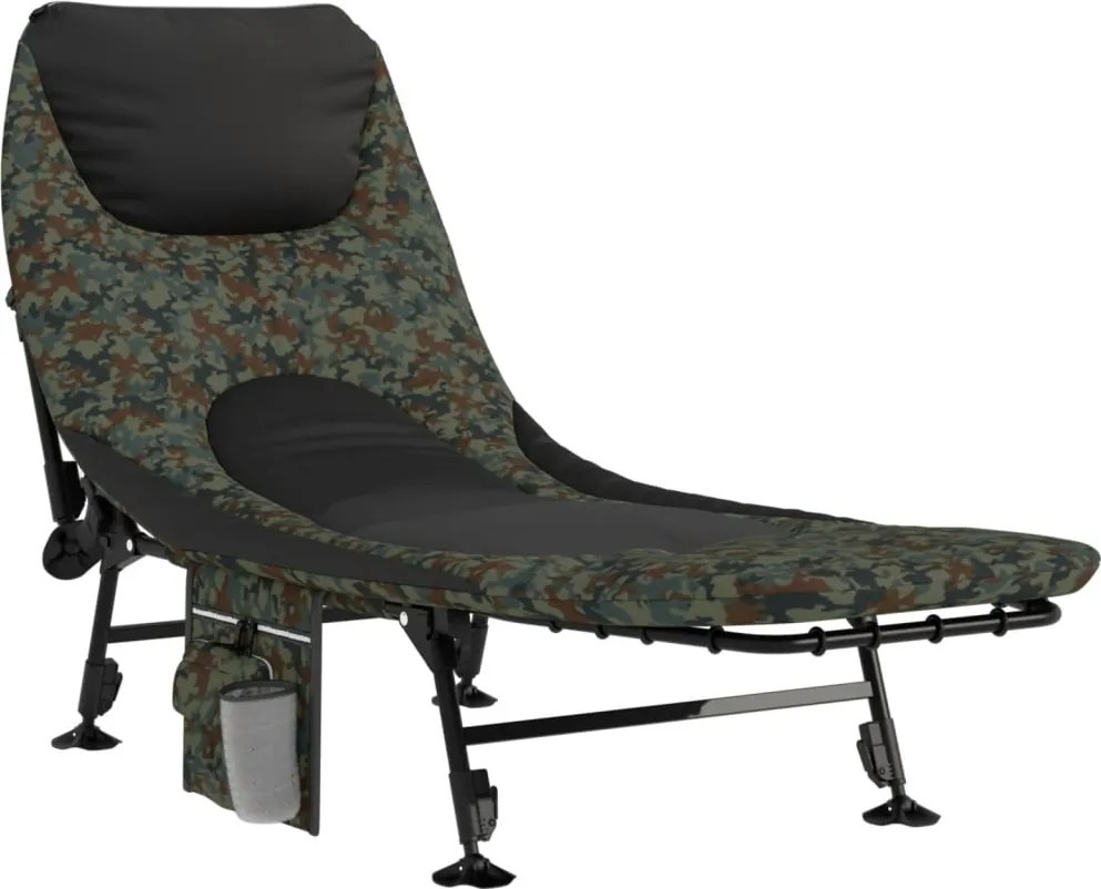 vidaXL Șezlong pescuit picioare reglabile de noroi, pliabil, camuflaj