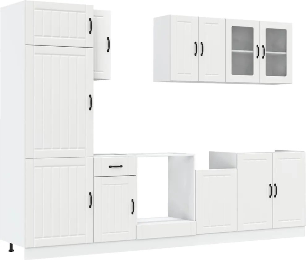 vidaXL Set dulap de bucătărie din 8 piese „Lucca” Lemn prelucrat alb
