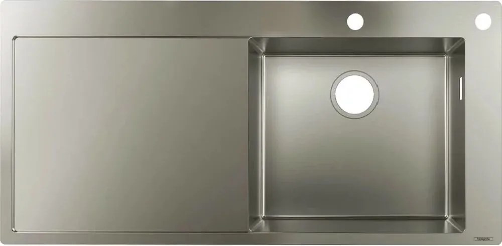 Chiuveta bucatarie Hansgrohe S71 inox 104.5x51 cm picurator dreapta cu orificiu buton control