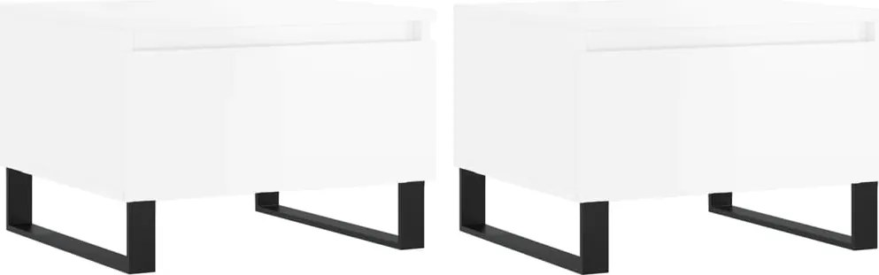 vidaXL Mese de cafea 2 buc. alb extralucios 50x46x35 cm lemn compozit