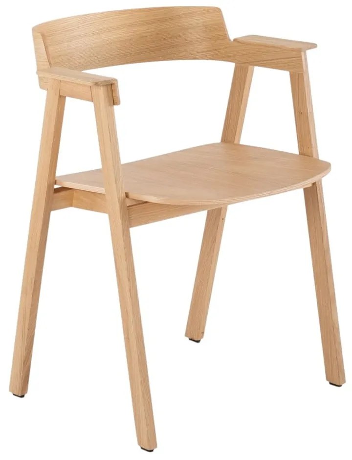 Scaun de dining în culoare naturală cu cotiere din lemn de stejar Flip – Gazzda