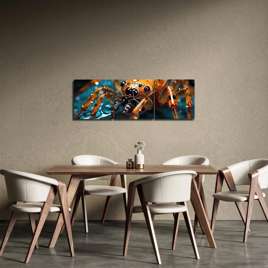 Tablou - Detaliu de păianjen (cu ceas) (90x30 cm)