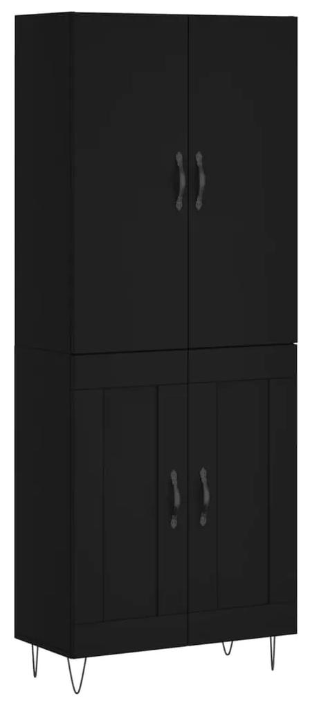 3198074 vidaXL Dulap înalt, negru, 69,5x34x180 cm, lemn compozit