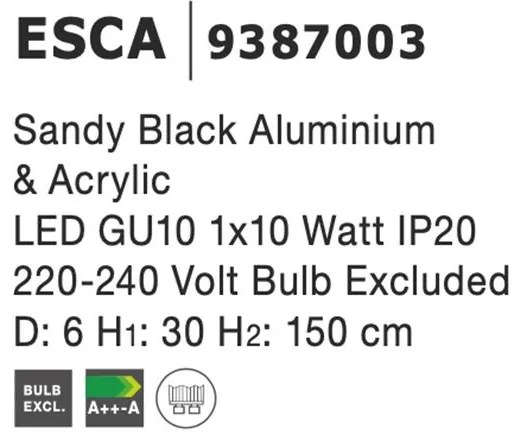 Pendul design minimalist Esca negru NVL-9387003