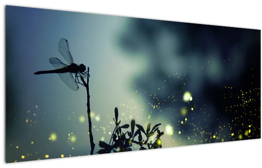 Tablou - Libelula în noaptea strălucitoare (120x50 cm)