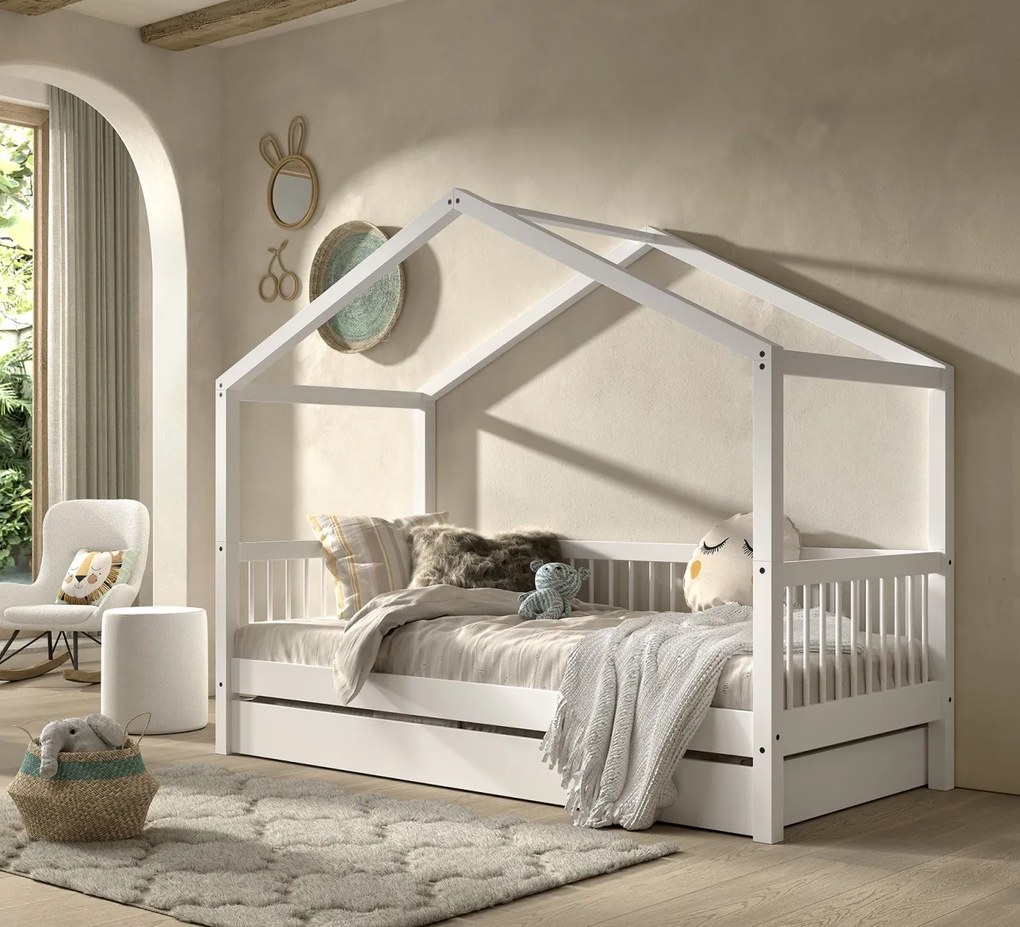Set FORREST BEECH format dintr-un Pat copii Vipack (90 x 200 cm) și un sertar.