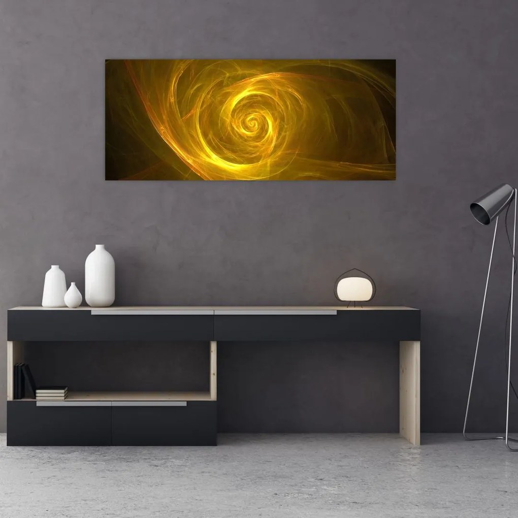 Tablou cu spirala abstractă în galben (120x50 cm), în 40 de alte dimensiuni noi