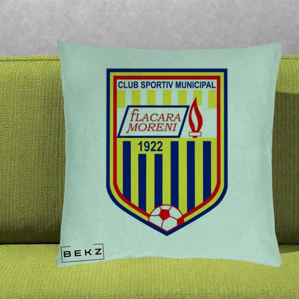 Perna Personalizata CSM Flacara Moreni 1922 Fotbal, 40x40 cm, Verde Menta, Husa Detasabila, Perna Inclusa, BEKZ®