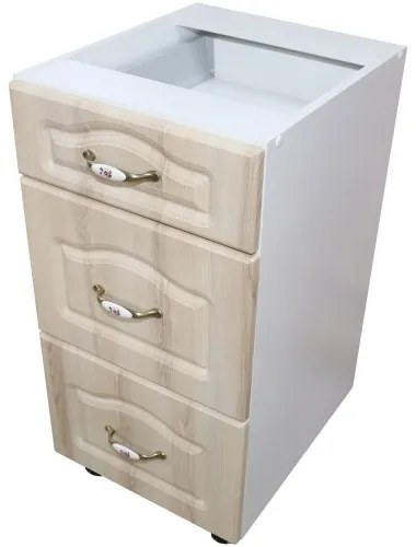 Corp inferior 40 cu 3 sertare metalice pentru greutate Zebra MDF sonoma mustata