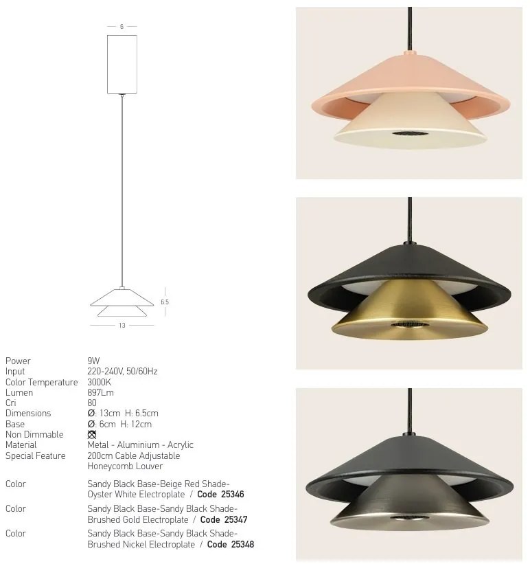 Pendul LED modern 7W BLACK-BRUSHED NICKEL ZB-25348