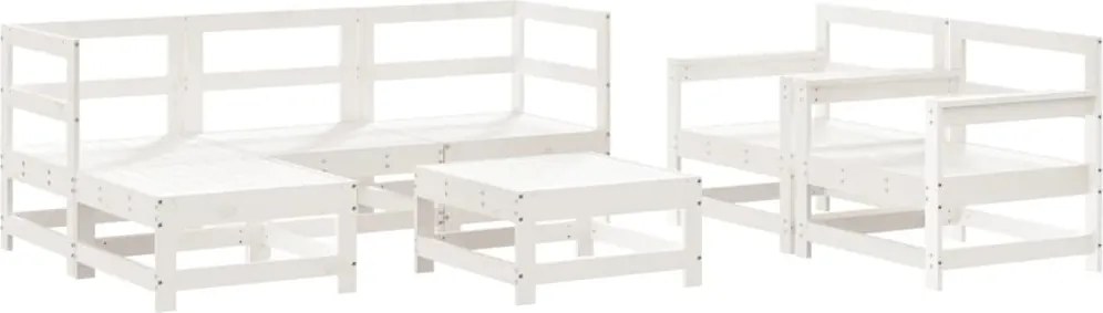vidaXL Set mobilier de grădină, 7 piese, alb, lemn masiv de pin