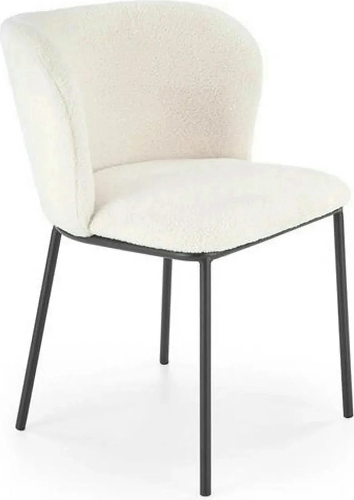 Scaun tapitat crem K518, crem, stofa buclata/metal, 57x59x75 cm