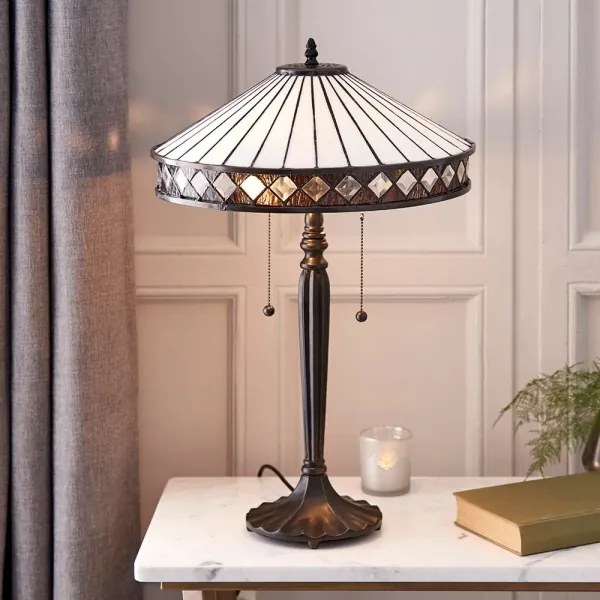 Endon 70935 - Lampă de masă Tiffany FARGO 2xE27/60W/230V, Ø 41,5 cm