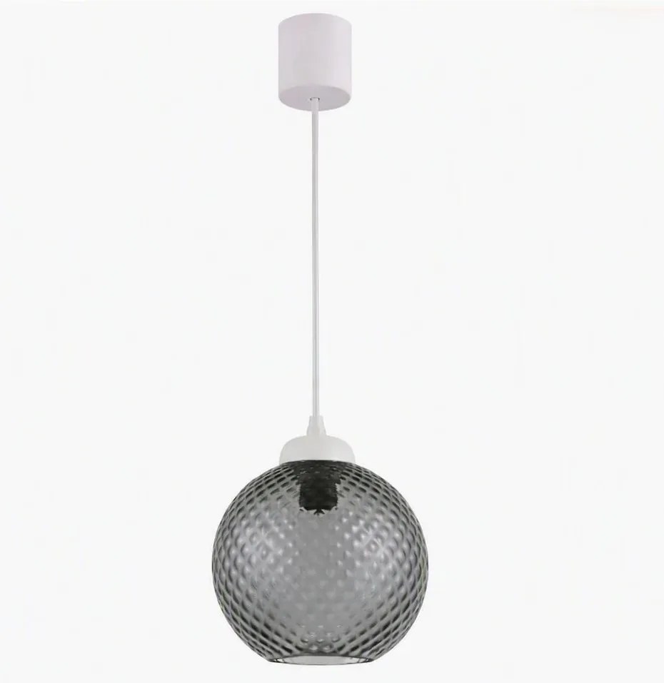 Brilagi - Lustru LED suspendat pe cablu RETRO GLASS 1x E27/60W/230V, Ø 18 cm, alb/gri fumuriu
