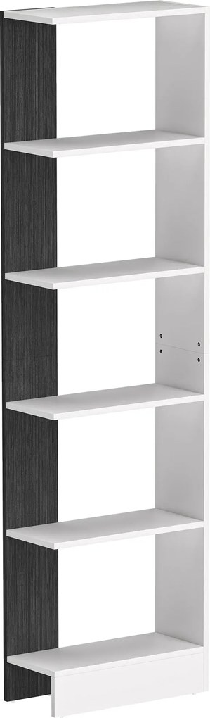 HOMCOM Raft Îngust cu 5 Etajere, Raft Economisitor de Spațiu Modern din Lemn, Bibliotecă pentru Baie, Living, Dormitor, Birou, 45x21x170 cm, Alb și Negru | Aosom Romania