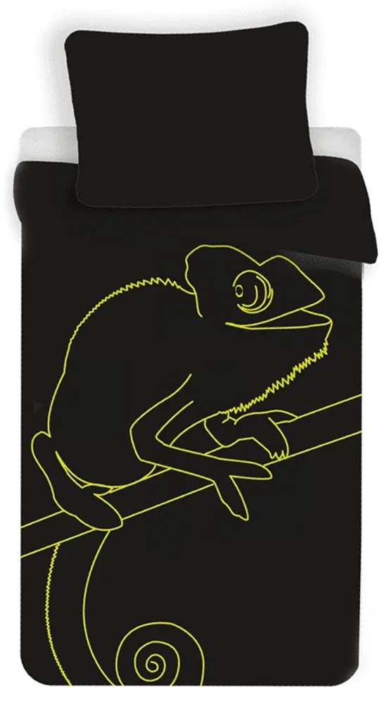 Lenjerie de pat copii fosforescenta Chameleon