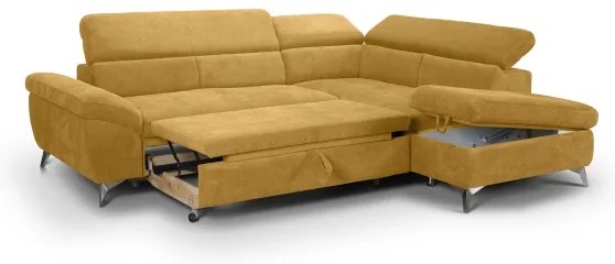 Canapea colțar extensibilă SALERNO, formă L, dreapta, galbenă