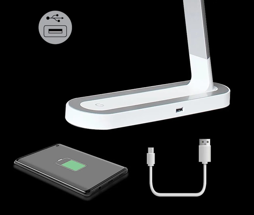 Veioza / Lampa LED de birou reglabila Misha argintiu/alb