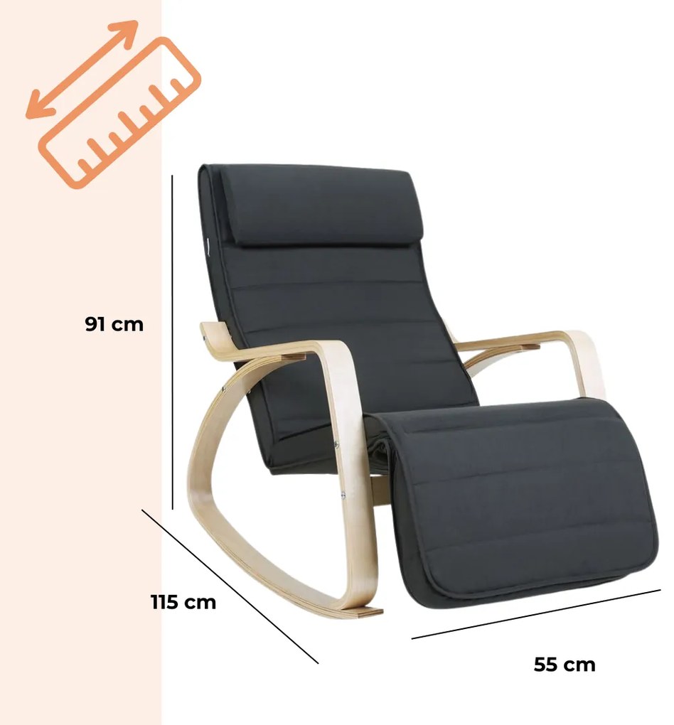 Scaun balansoar SWING, capacitate max. 150kg, 67x115x91cm, antracit Jurhan