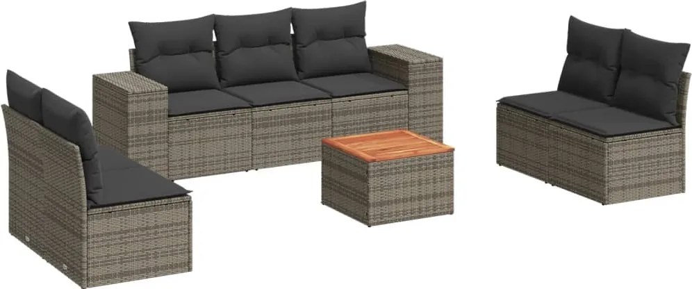 vidaXL Set canapele de grădină cu perne, 8 piese, gri, poliratan