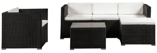 Juskys Set ratan de gradina Punta Cana L - perne negre/crem