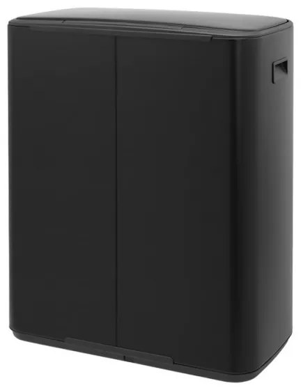 Cos de gunoi Brabantia Bo Pedal 1003191, 2x30 L, Inchidere lina, Baza antiderapanta, Negru