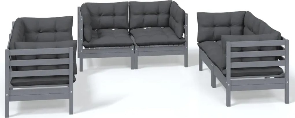 vidaXL Set mobilier de grădină cu perne, 6 piese, lemn masiv de pin