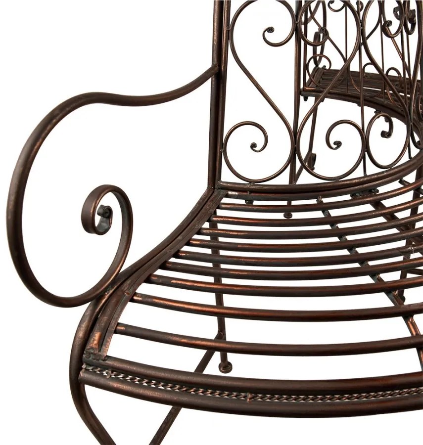 Banca de gradina, maro, din metal, aspect vintage