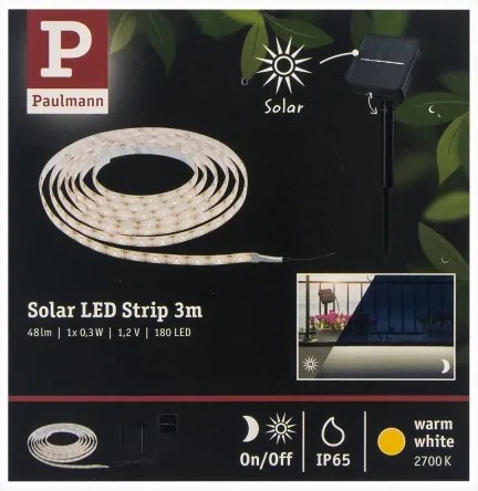 Paulmann 78896 - LED 0,3W IP44 bandă solară 3m 1,2V 1000 mAh