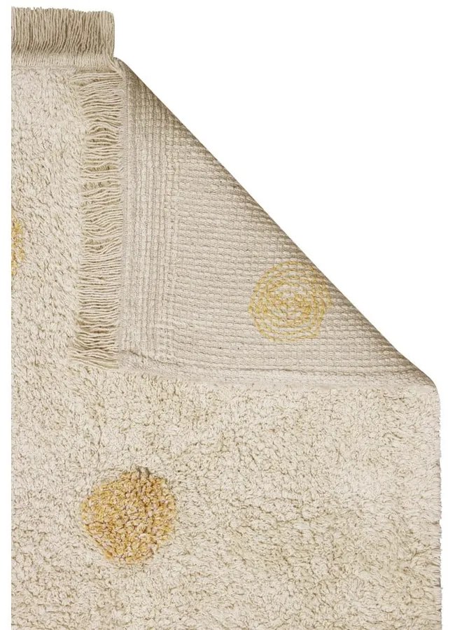 Covor pentru copii galben ocru/crem lavabil/țesut manual din bumbac 120x160 cm Hippy Dots Honey – Lorena Canals