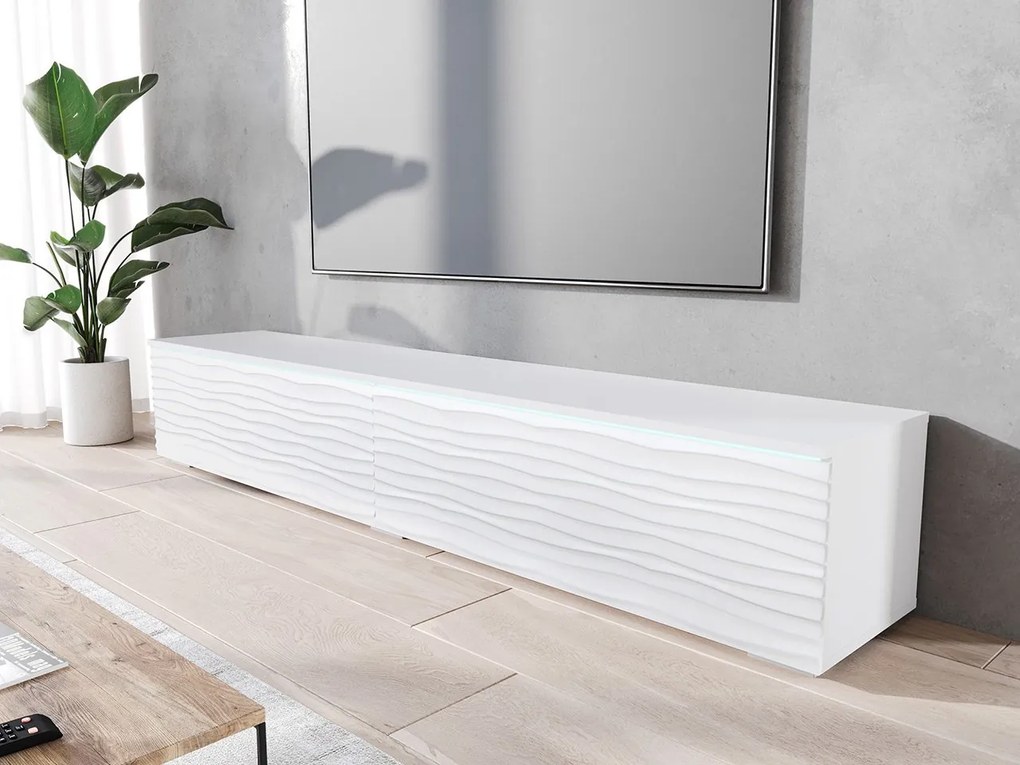 Dulap TV Dlana 180 MDF (Alb + Alb) (cu iluminat LED alb). 1106210