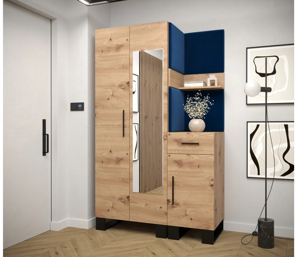 Set mobilier pentru hol Amanda 16 (Stejar artisan + Albastru). 1085997