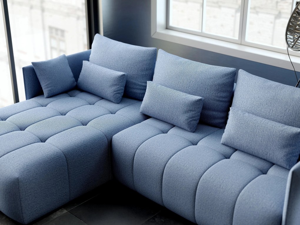 Colțar extensibil dumonde cu ladă de depozitare si sezut confortabil din spuma high-density, Malta Enjoy Blue 235x185 cm