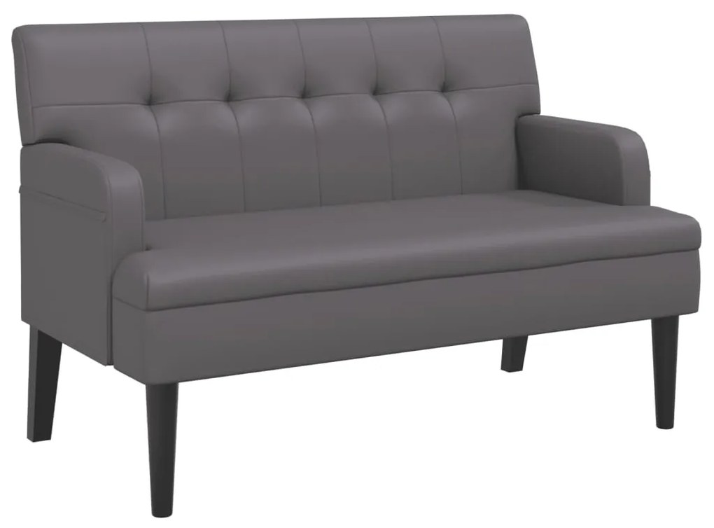 vidaXL Banchetă cu spătar, gri, 112x65,5x75 cm, piele ecologică