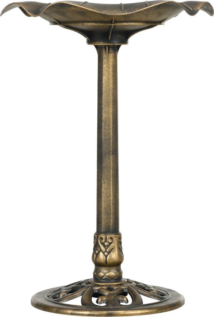 Outsunny Bain d'oiseaux Abreuvoir, mangeoire pour Oiseaux bassin forme frunză de lotus, dim. Ø 50 x 71H cm polipropilenă Bronz | Aosom Romania