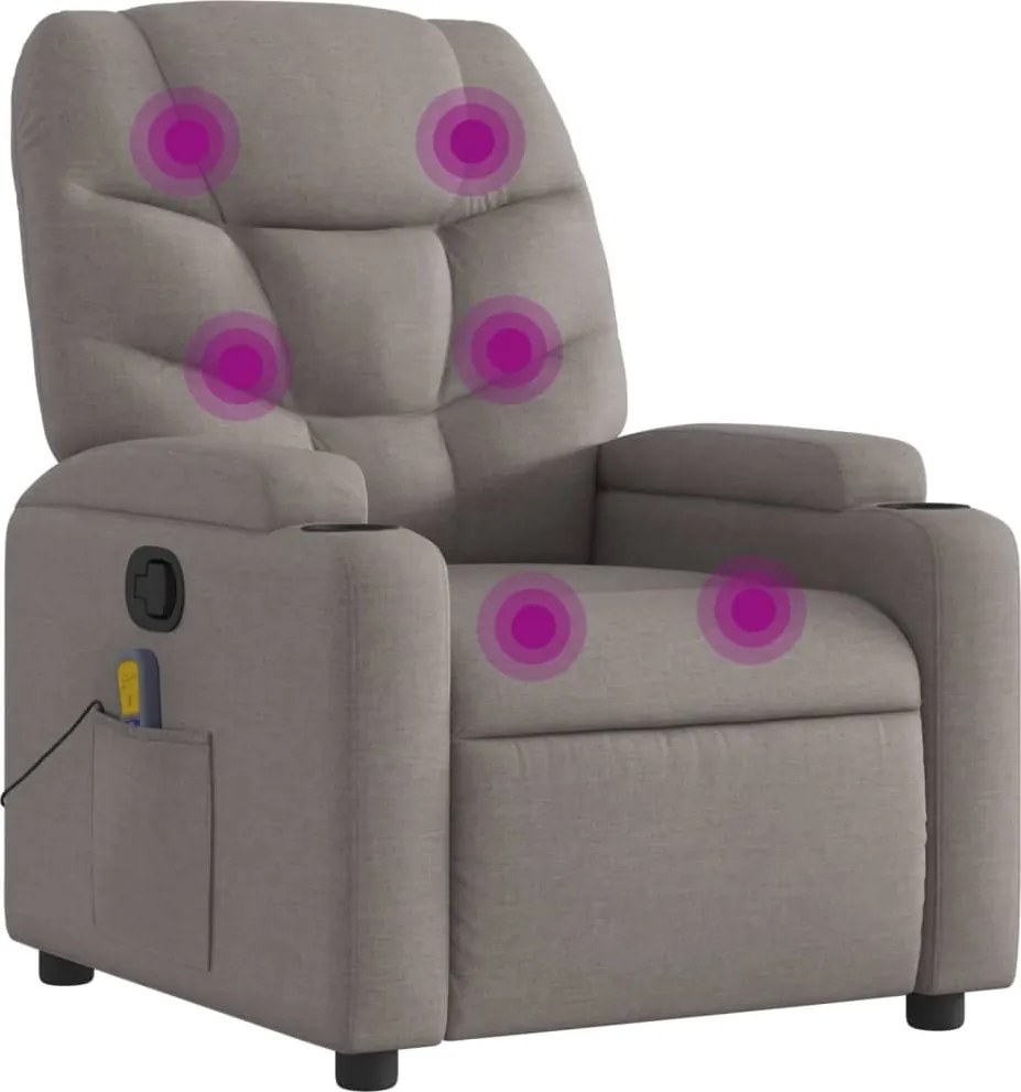 vidaXL Fotoliu de masaj rabatabil, gri taupe, material textil