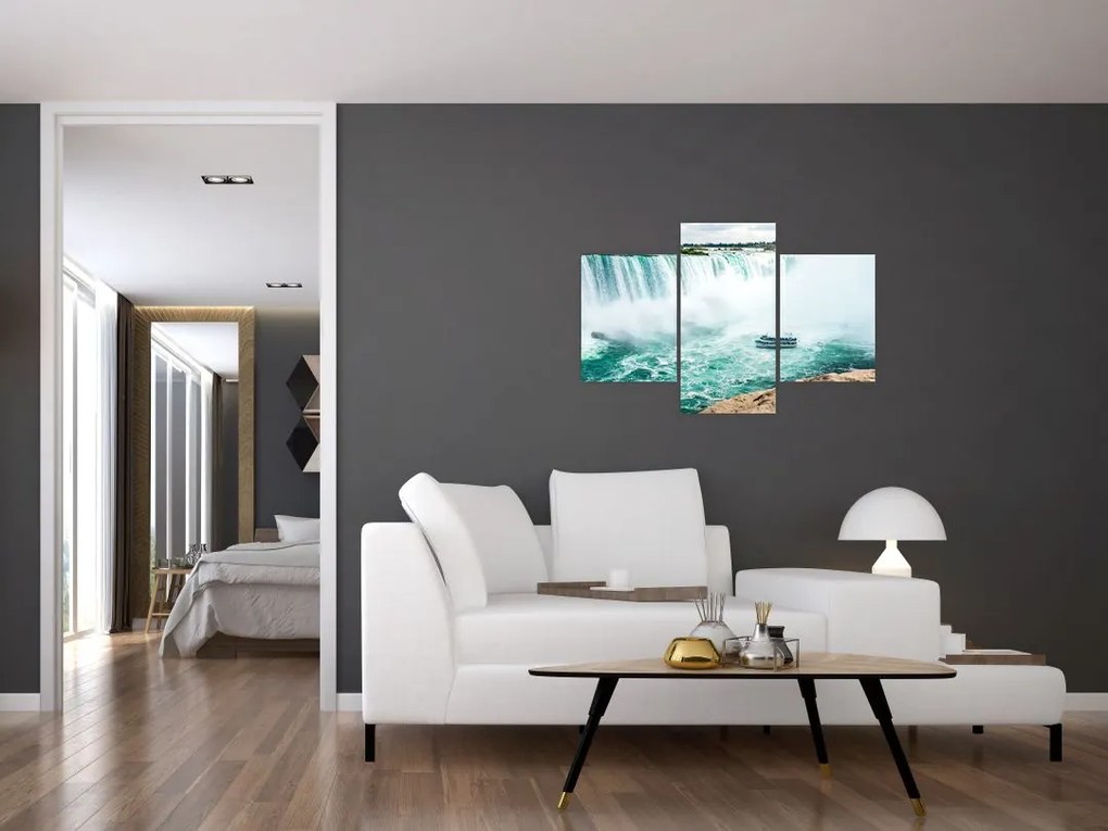Tablou cu cascadele și corabie (90x60 cm)