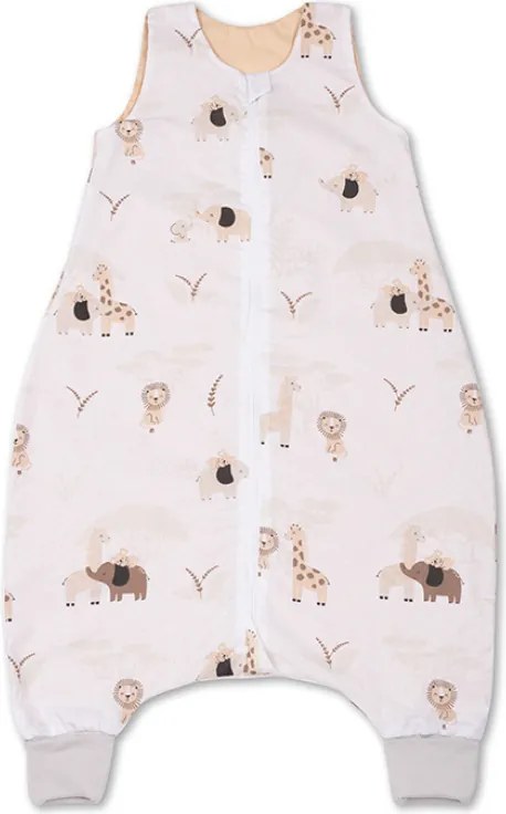 Sac de dormit cu picioare de vara pentru copii 18-36 luni Kidizi Safari Beige 0.5 tog, mansete transformabile in soseta