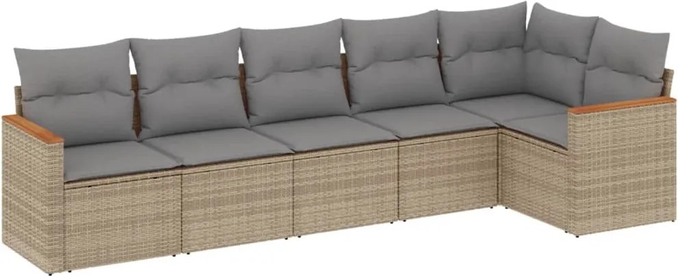vidaXL Set canapele de grădină cu perne, 6 piese, bej, poliratan
