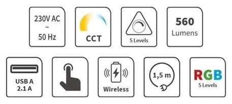 Lampă LED RGB tactilă reîncărcabilă dimabilă de masă LED/7,5W/5V 2700-5300K alb