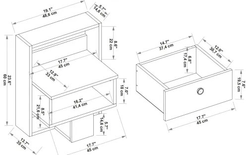 Noptieră SNEKER 60x48,6 cm bej/pin atlantic