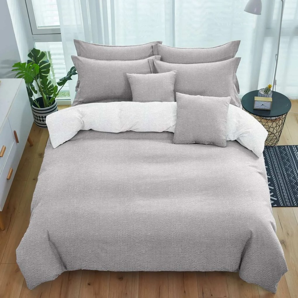 Lenjerie de pat cu model TABULA gri deschis + fata de perna 40x50 cm Dimensiune lenjerie de pat: 70 x 90 cm | 140 x 200 cm