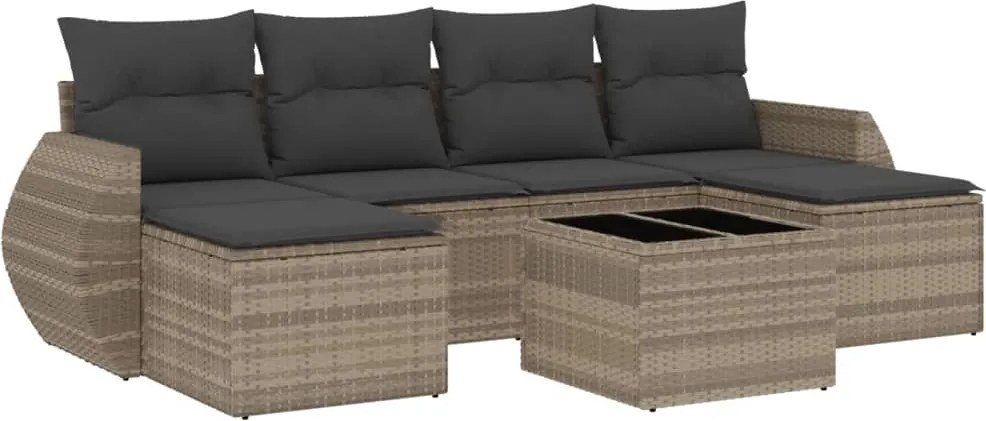 vidaXL Set canapele de grădină cu perne, 7piese gri deschis poliratan